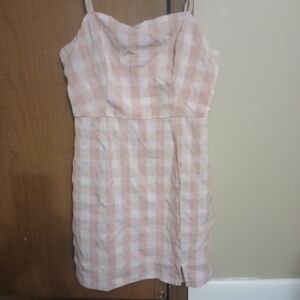 BP Peach and White Plaid Top